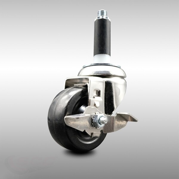 Service Caster 3 Inch 316SS Soft Rubber Wheel Swivel 3/4 Inch Expanding Stem Caster Brake SCC SCC-SS316EX20S314-SRS-TLB-34 - main